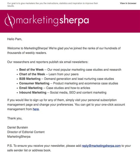 email lists marketing examples